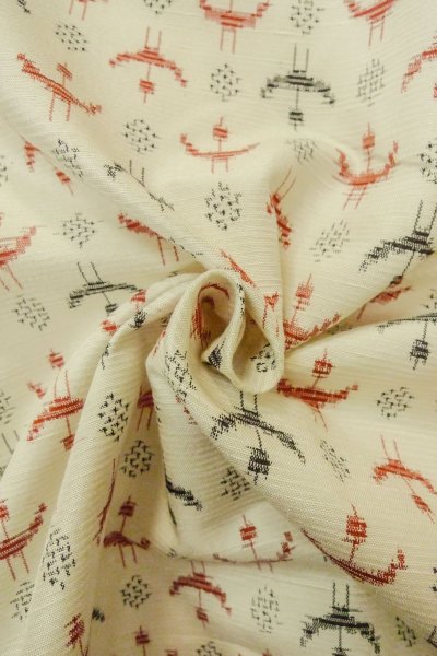 画像11: O1226A 女性用 紬   シルク（正絹） アイボリー,  十字 【中古】【USED】【リサイクル】 ★★★☆☆【O1226A】 (11)