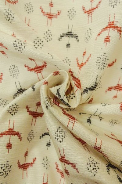 画像12: O1226A 女性用 紬   シルク（正絹） アイボリー,  十字 【中古】【USED】【リサイクル】 ★★★☆☆【O1226A】 (12)