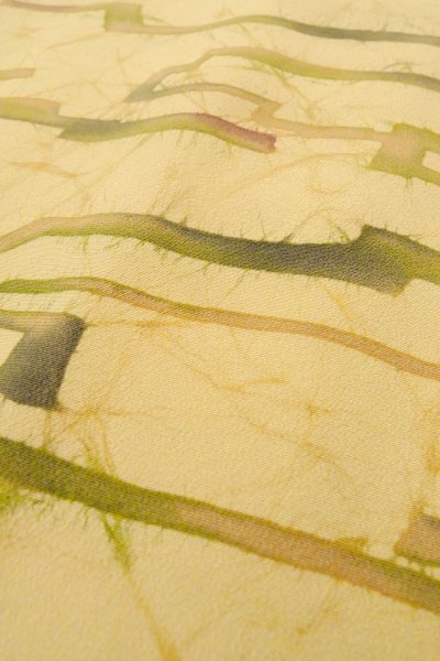 画像5: P0109P 女性用 羽織   シルク（正絹） 淡い黄色,  抽象的模様 【中古】【USED】【リサイクル】 ★★★☆☆【P0109P】 (5)