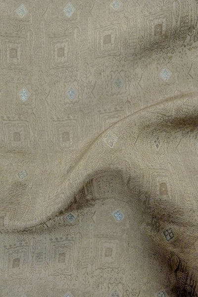 画像12: P0109Q 女性用 羽織   シルク（正絹） 灰色,  幾何学模様 【中古】【USED】【リサイクル】 ★★★☆☆【P0109Q】 (12)