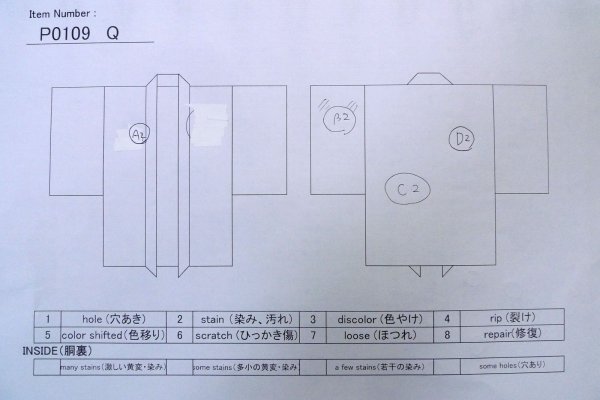 画像13: P0109Q 女性用 羽織   シルク（正絹） 灰色,  幾何学模様 【中古】【USED】【リサイクル】 ★★★☆☆【P0109Q】 (13)
