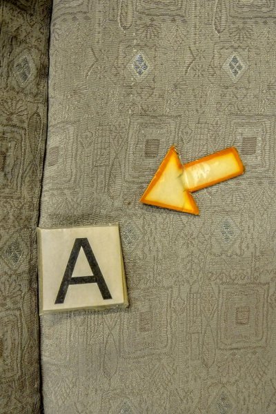 画像14: P0109Q 女性用 羽織   シルク（正絹） 灰色,  幾何学模様 【中古】【USED】【リサイクル】 ★★★☆☆【P0109Q】 (14)