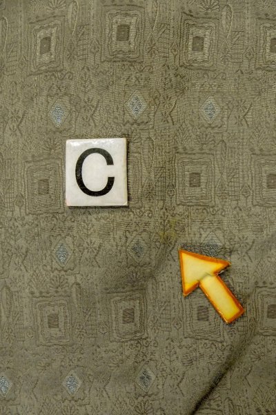 画像16: P0109Q 女性用 羽織   シルク（正絹） 灰色,  幾何学模様 【中古】【USED】【リサイクル】 ★★★☆☆【P0109Q】 (16)