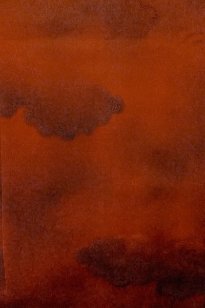 画像4: P0109S 女性用 羽織   シルク（正絹） 鮮やか朱赤,  雲 【中古】【USED】【リサイクル】 ★★★☆☆【P0109S】 (4)