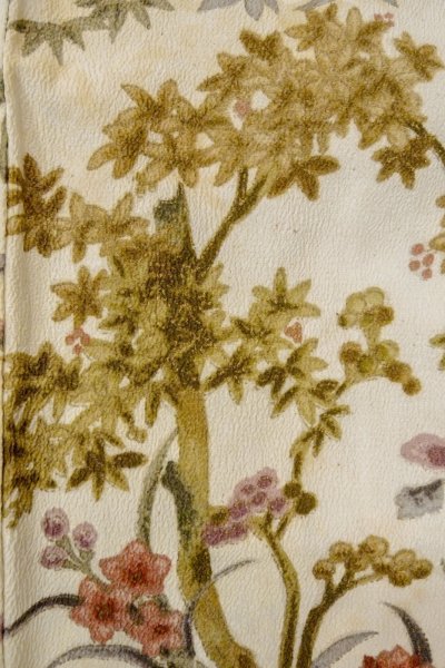 画像6: P0109T 女性用 羽織   シルク（正絹） 白,  花 【中古】【USED】【リサイクル】 ★★☆☆☆【P0109T】 (6)