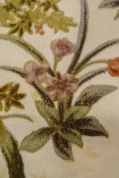 画像7: P0109T 女性用 羽織   シルク（正絹） 白,  花 【中古】【USED】【リサイクル】 ★★☆☆☆【P0109T】 (7)