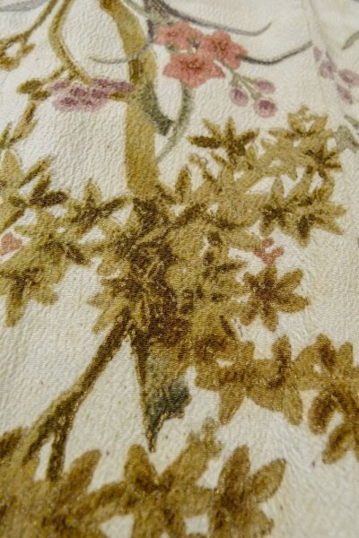 画像10: P0109T 女性用 羽織   シルク（正絹） 白,  花 【中古】【USED】【リサイクル】 ★★☆☆☆【P0109T】 (10)