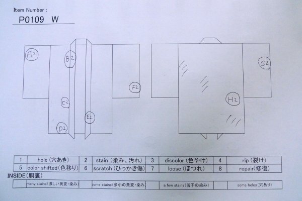 画像13: P0109W 女性用 羽織   シルク（正絹） 薄い灰色がかった水色,  抽象的模様 【中古】【USED】【リサイクル】 ★★☆☆☆【P0109W】 (13)