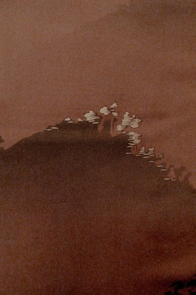 画像5: P0109X 女性用 羽織   シルク（正絹） 深い茶色みえんじ,  山 【中古】【USED】【リサイクル】 ★★★☆☆【P0109X】 (5)