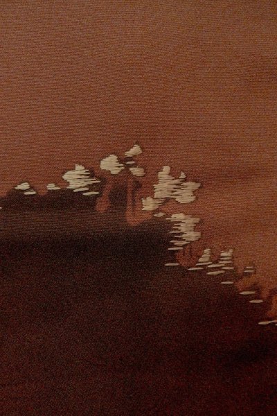 画像6: P0109X 女性用 羽織   シルク（正絹） 深い茶色みえんじ,  山 【中古】【USED】【リサイクル】 ★★★☆☆【P0109X】 (6)