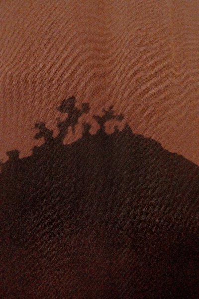 画像7: P0109X 女性用 羽織   シルク（正絹） 深い茶色みえんじ,  山 【中古】【USED】【リサイクル】 ★★★☆☆【P0109X】 (7)