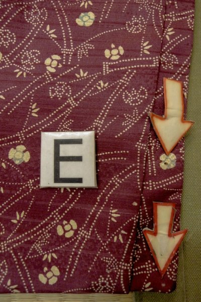 画像15: P0109Z 女性用 羽織   シルク（正絹） 深いえんじ,  笹 【中古】【USED】【リサイクル】 ★☆☆☆☆【P0109Z】 (15)