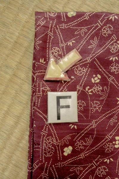 画像16: P0109Z 女性用 羽織   シルク（正絹） 深いえんじ,  笹 【中古】【USED】【リサイクル】 ★☆☆☆☆【P0109Z】 (16)