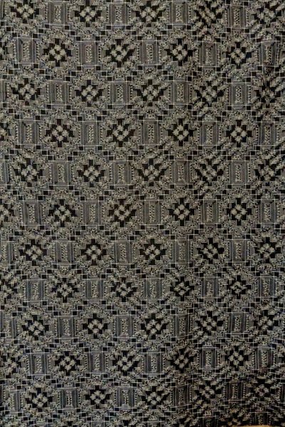 画像4: P0110A 女性用 羽織   シルク（正絹） 黒,  幾何学模様 【中古】【USED】【リサイクル】 ★★★☆☆【P0110A】 (4)