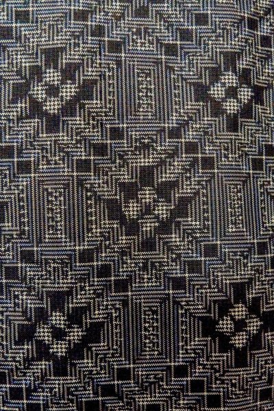 画像7: P0110A 女性用 羽織   シルク（正絹） 黒,  幾何学模様 【中古】【USED】【リサイクル】 ★★★☆☆【P0110A】 (7)