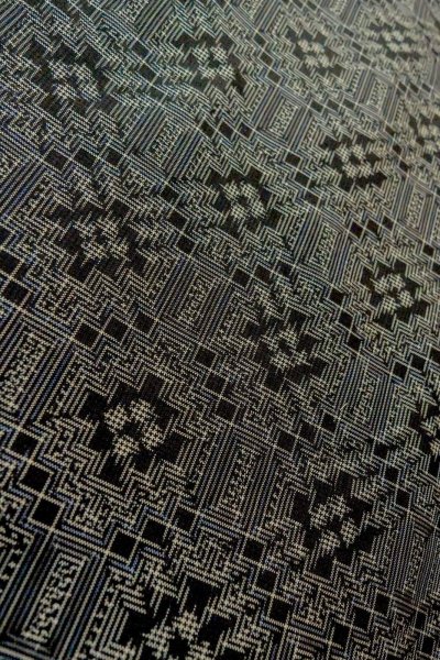 画像8: P0110A 女性用 羽織   シルク（正絹） 黒,  幾何学模様 【中古】【USED】【リサイクル】 ★★★☆☆【P0110A】 (8)