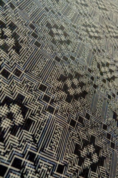 画像9: P0110A 女性用 羽織   シルク（正絹） 黒,  幾何学模様 【中古】【USED】【リサイクル】 ★★★☆☆【P0110A】 (9)