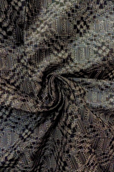 画像12: P0110A 女性用 羽織   シルク（正絹） 黒,  幾何学模様 【中古】【USED】【リサイクル】 ★★★☆☆【P0110A】 (12)