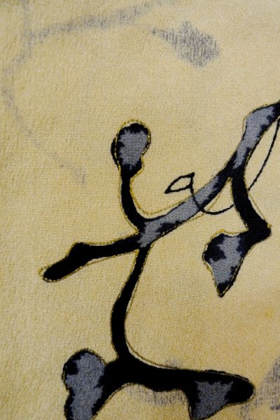 画像5: P0110B 女性用 羽織   シルク（正絹） 灰色がかったベージュ,  花 【中古】【USED】【リサイクル】 ★★★☆☆【P0110B】 (5)