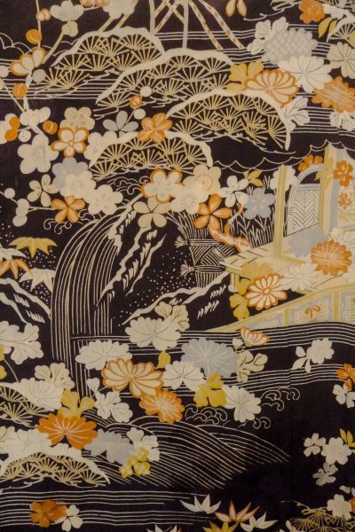 画像3: P0120B 女性用 羽織   シルク（正絹） 深い藤色,  菊 【中古】【USED】【リサイクル】 ★★☆☆☆【P0120B】 (3)