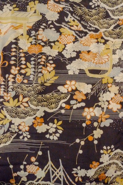 画像5: P0120B 女性用 羽織   シルク（正絹） 深い藤色,  菊 【中古】【USED】【リサイクル】 ★★☆☆☆【P0120B】 (5)