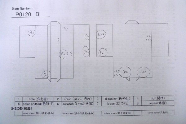 画像14: P0120B 女性用 羽織   シルク（正絹） 深い藤色,  菊 【中古】【USED】【リサイクル】 ★★☆☆☆【P0120B】 (14)