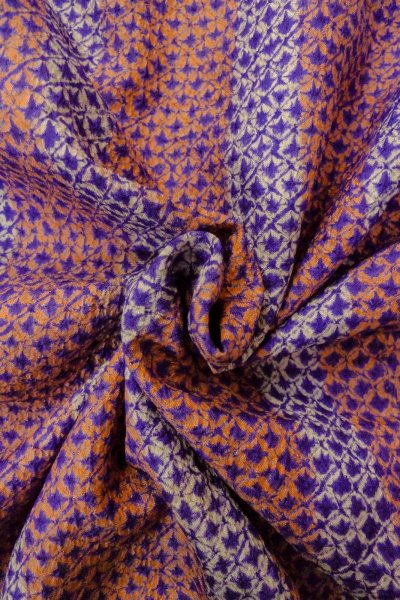 画像12: P0120C 女性用 羽織   シルク（正絹） 深い珊瑚色,  チェック柄 【中古】【USED】【リサイクル】 ★★★★☆【P0120C】 (12)