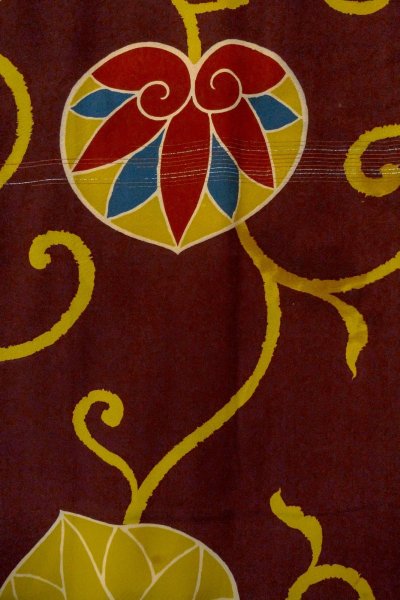 画像5: P0120D 女性用 羽織   シルク（正絹） 深いえんじ,  唐花 【中古】【USED】【リサイクル】 ★★☆☆☆【P0120D】 (5)