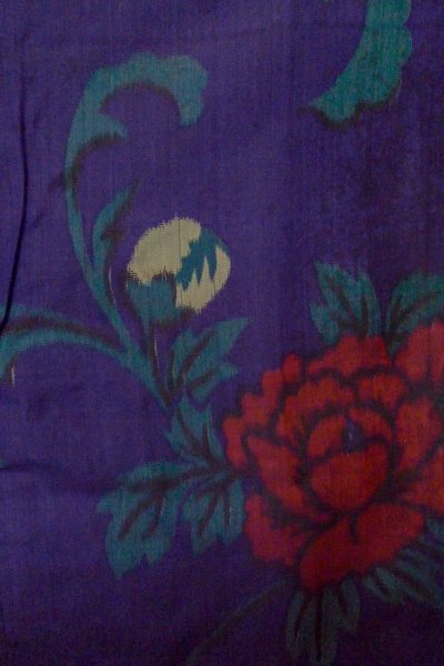 画像3: P0120F 女性用 羽織   シルク（正絹） 深い紫色,  ぼたん 【中古】【USED】【リサイクル】 ★★☆☆☆【P0120F】 (3)