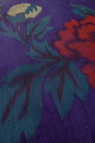 画像8: P0120F 女性用 羽織   シルク（正絹） 深い紫色,  ぼたん 【中古】【USED】【リサイクル】 ★★☆☆☆【P0120F】 (8)