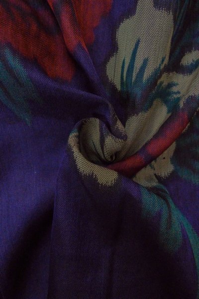 画像12: P0120F 女性用 羽織   シルク（正絹） 深い紫色,  ぼたん 【中古】【USED】【リサイクル】 ★★☆☆☆【P0120F】 (12)