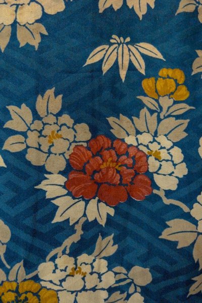 画像5: P0120G 女性用 羽織   シルク（正絹） 灰色がかった青,  ぼたん 【中古】【USED】【リサイクル】 ★★☆☆☆【P0120G】 (5)