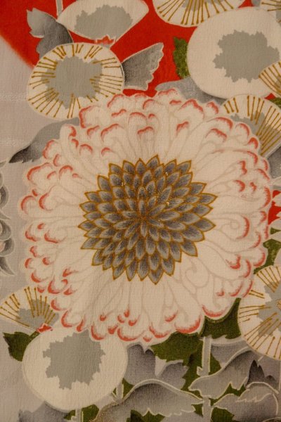 画像5: P0120H 女性用 羽織   シルク（正絹） 淡い灰色,  ぼたん 【中古】【USED】【リサイクル】 ★★☆☆☆【P0120H】 (5)