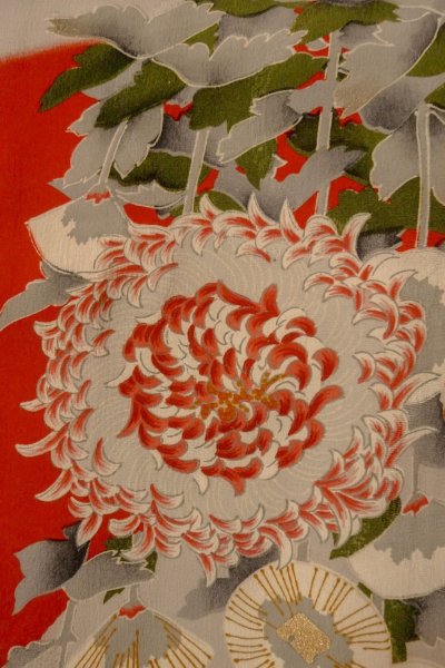 画像6: P0120H 女性用 羽織   シルク（正絹） 淡い灰色,  ぼたん 【中古】【USED】【リサイクル】 ★★☆☆☆【P0120H】 (6)