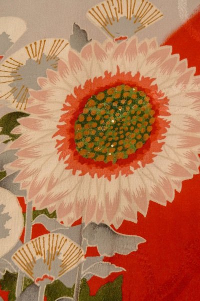 画像7: P0120H 女性用 羽織   シルク（正絹） 淡い灰色,  ぼたん 【中古】【USED】【リサイクル】 ★★☆☆☆【P0120H】 (7)