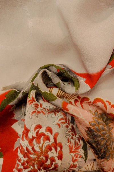 画像12: P0120H 女性用 羽織   シルク（正絹） 淡い灰色,  ぼたん 【中古】【USED】【リサイクル】 ★★☆☆☆【P0120H】 (12)