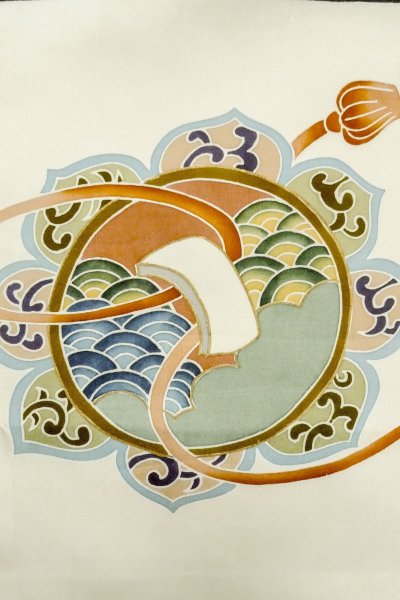 画像8: P0123A 男性用 男の子用着物   シルク（正絹） 黒,  松/松葉 【中古】【USED】【リサイクル】 ★★★☆☆【P0123A】 (8)