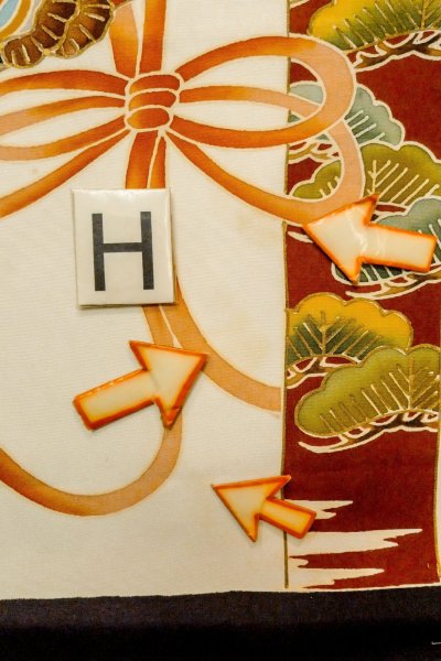 画像23: P0123A 男性用 男の子用着物   シルク（正絹） 黒,  松/松葉 【中古】【USED】【リサイクル】 ★★★☆☆【P0123A】 (23)