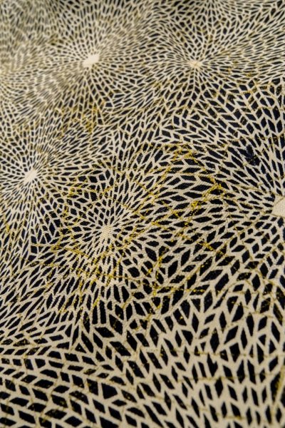 画像8: P0123D 女性用 羽織   シルク（正絹） 黒,  花 【中古】【USED】【リサイクル】 ★★★★☆【P0123D】 (8)