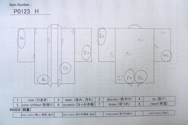 画像13: P0123H 女性用 羽織   シルク（正絹） 淡い灰色がかった青緑色,  線 【中古】【USED】【リサイクル】 ★★☆☆☆【P0123H】 (13)