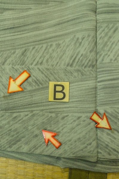 画像15: P0123H 女性用 羽織   シルク（正絹） 淡い灰色がかった青緑色,  線 【中古】【USED】【リサイクル】 ★★☆☆☆【P0123H】 (15)