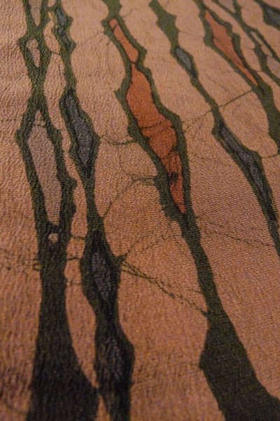 画像10: P0123L 女性用 羽織   シルク（正絹） 灰色がかったえんじ,  氷割 【中古】【USED】【リサイクル】 ★★★☆☆【P0123L】 (10)