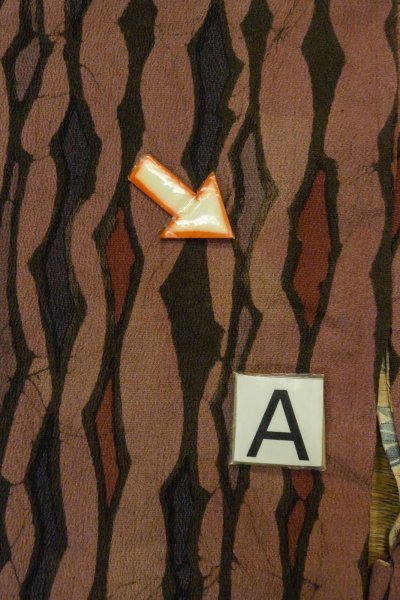 画像14: P0123L 女性用 羽織   シルク（正絹） 灰色がかったえんじ,  氷割 【中古】【USED】【リサイクル】 ★★★☆☆【P0123L】 (14)