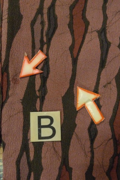 画像15: P0123L 女性用 羽織   シルク（正絹） 灰色がかったえんじ,  氷割 【中古】【USED】【リサイクル】 ★★★☆☆【P0123L】 (15)