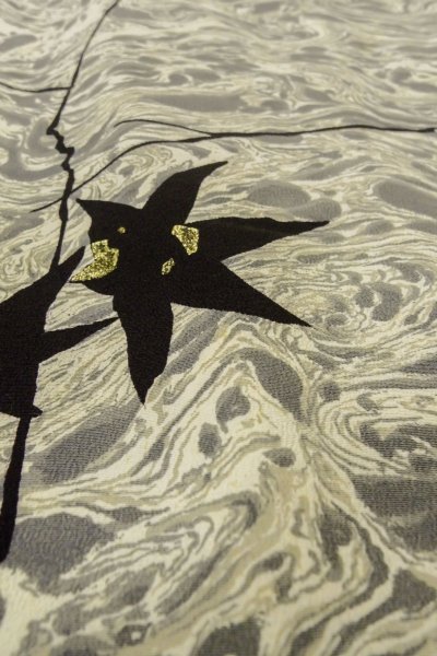 画像9: P0123M 女性用 羽織   シルク（正絹） 灰色,  もみじ 【中古】【USED】【リサイクル】 ★★☆☆☆【P0123M】 (9)