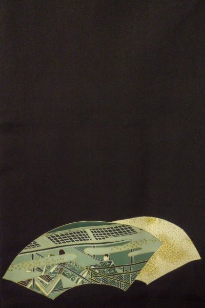 画像3: P0123R 女性用 羽織   シルク（正絹） 黒,  かすみ 【中古】【USED】【リサイクル】 ★★★☆☆【P0123R】 (3)