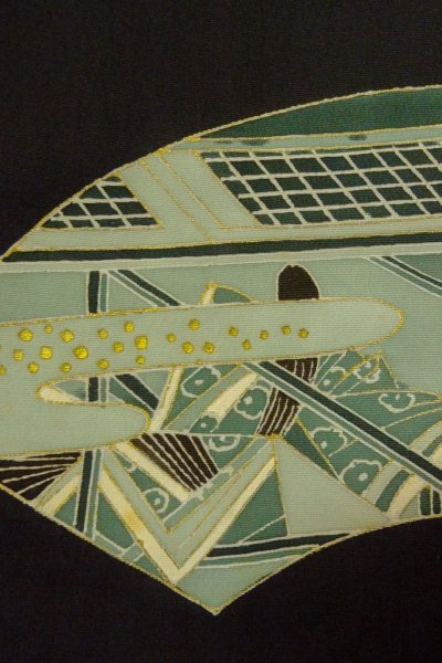 画像5: P0123R 女性用 羽織   シルク（正絹） 黒,  かすみ 【中古】【USED】【リサイクル】 ★★★☆☆【P0123R】 (5)