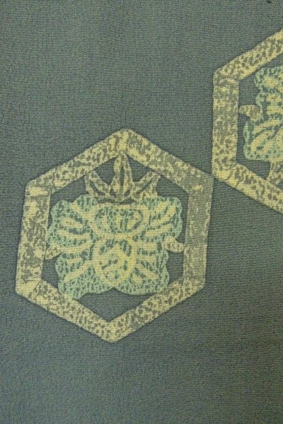 画像5: P0123S 女性用 羽織   シルク（正絹） 深い水色,  花 【中古】【USED】【リサイクル】 ★★☆☆☆【P0123S】 (5)