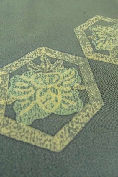 画像7: P0123S 女性用 羽織   シルク（正絹） 深い水色,  花 【中古】【USED】【リサイクル】 ★★☆☆☆【P0123S】 (7)