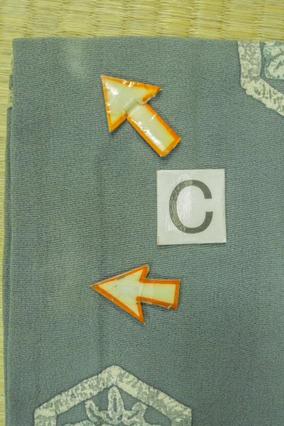 画像15: P0123S 女性用 羽織   シルク（正絹） 深い水色,  花 【中古】【USED】【リサイクル】 ★★☆☆☆【P0123S】 (15)